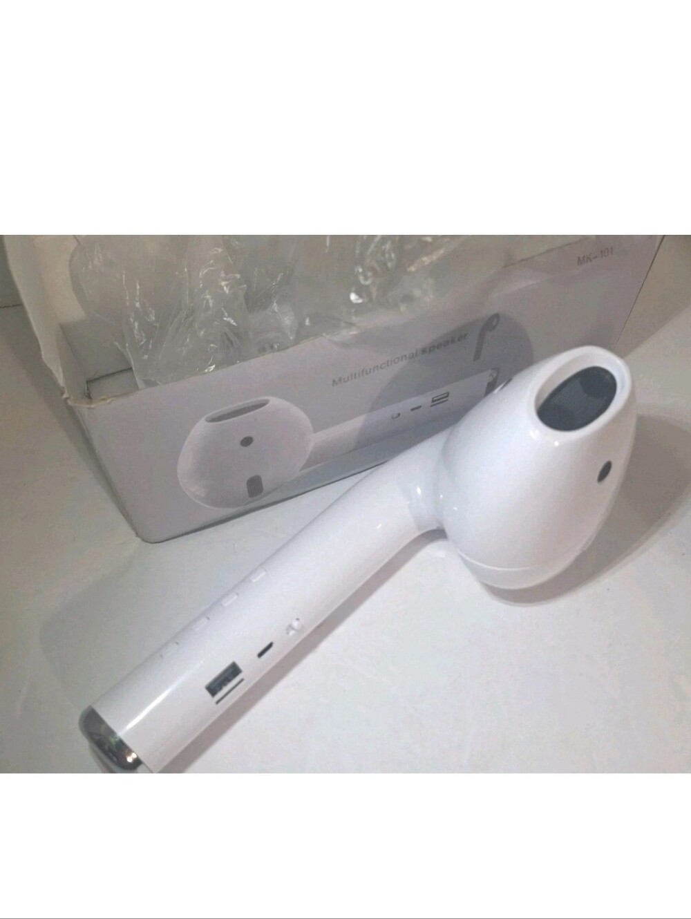 Jumbo Size Ear Bud Air Pod Portable Rechargeable Bluetooth Speaker Open Tested